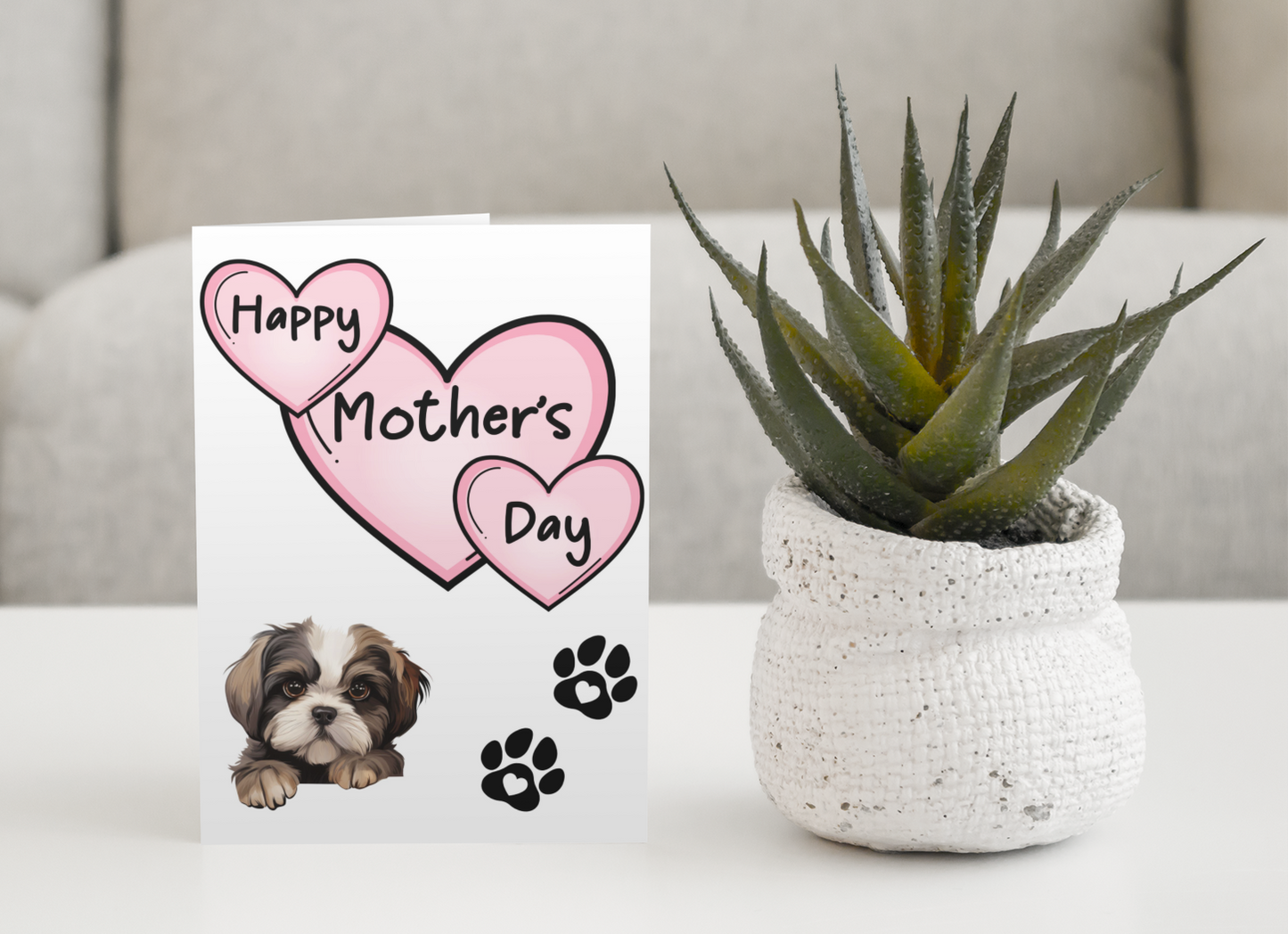 Shih Tzu Mother's Day Card - Nice Cute Fun Pet Dog Puppy Owner Novelty Greeting Card