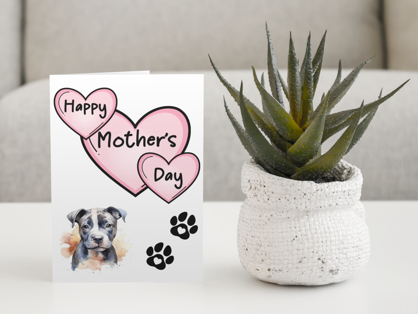 Staffy Mother's Day Card - Nice Cute Fun Pet Dog Puppy Owner Novelty Greeting Card
