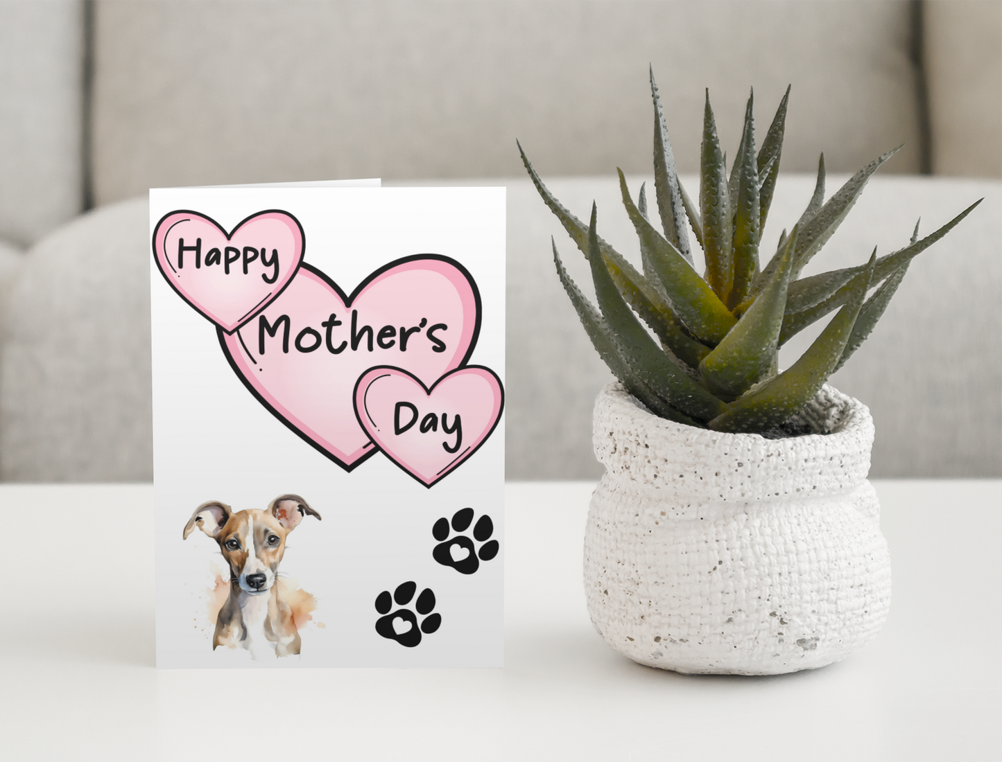 Whippet Mother's Day Card - Nice Cute Fun Pet Dog Puppy Owner Novelty Greeting Card