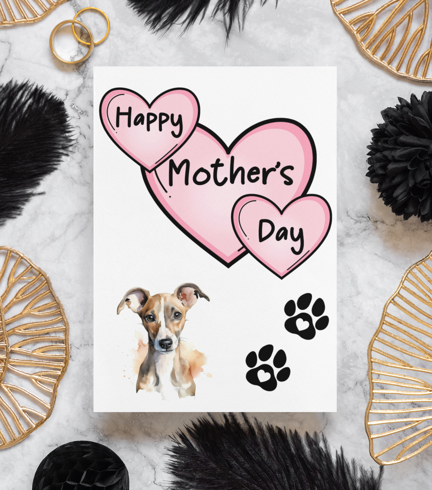 Whippet Mother's Day Card - Nice Cute Fun Pet Dog Puppy Owner Novelty Greeting Card