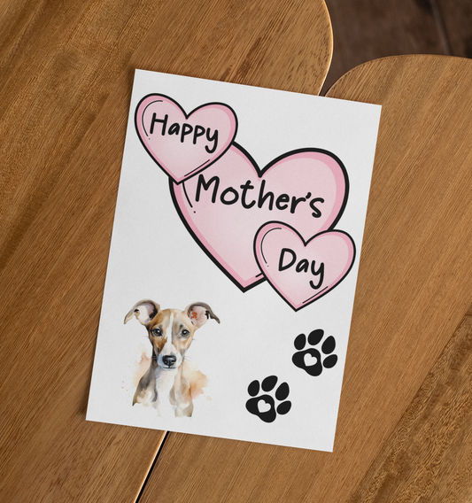 Whippet Mother's Day Card - Nice Cute Fun Pet Dog Puppy Owner Novelty Greeting Card