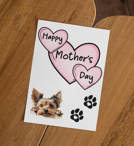 Yorkshire Terrier Mother's Day Card - Nice Cute Fun Pet Dog Puppy Owner Novelty Greeting Card