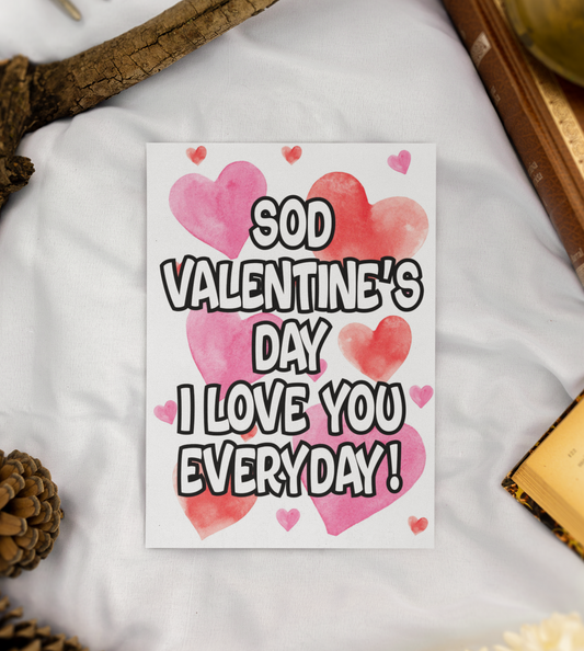 Valentine's Day Card - Sod Valentine's Day I Love You Everyday - Nice Fun Cute Greeting Present