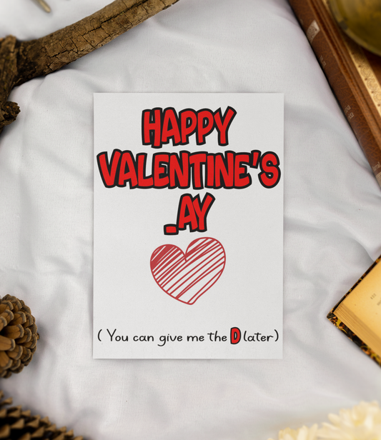 Valentine's  _ay Card - You Can Give Me The D Later - Nice Fun Rude Cute Greeting Present