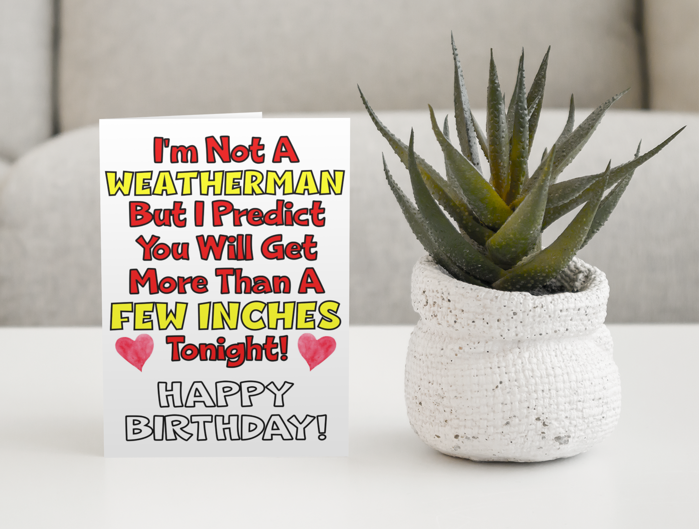 Birthday Card - I'm Not A Weatherman I Predict A Few Inches - Funny Rude Cute Greeting Present