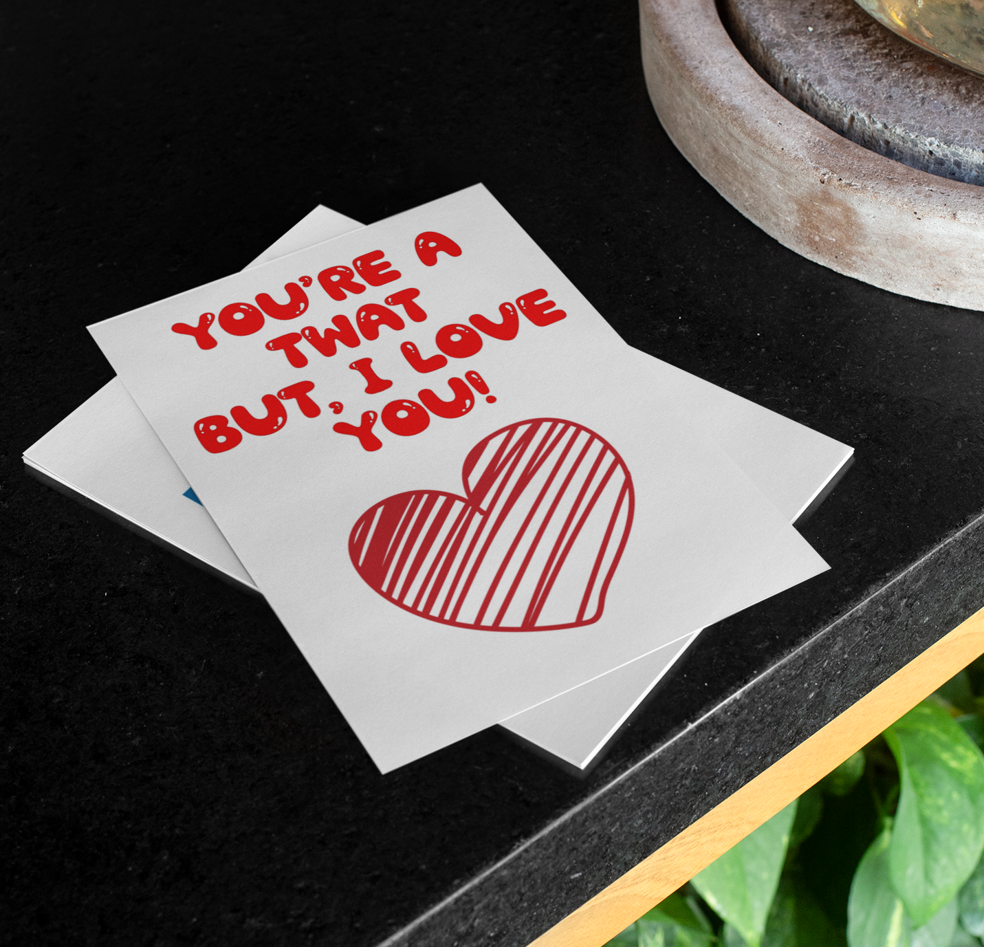 Valentine's Birthday Day Card - You're A Twat But I Love You - Nice Fun Cute Anniversary Greeting Present