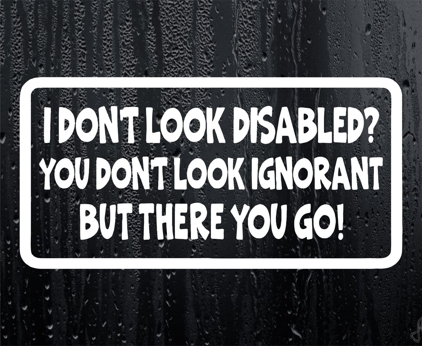 Car Sticker I Don't Look Disabled You Don't Look Ignorant Fun Novelty Bumper Door Boot Decal Present
