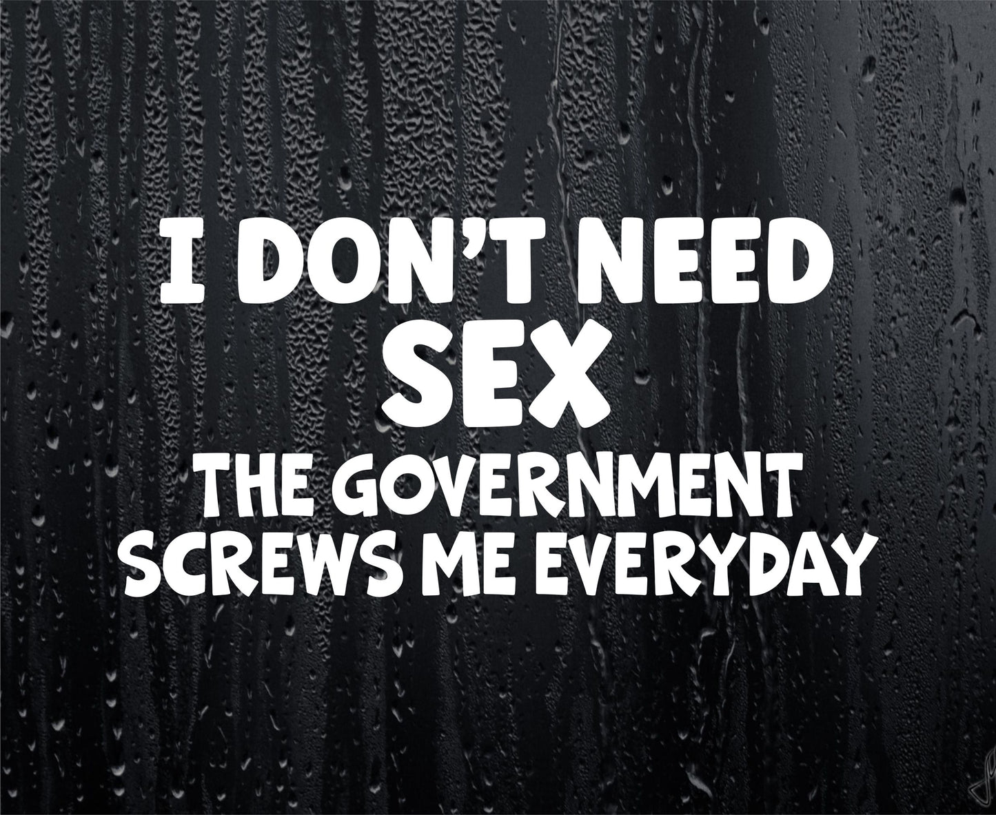 Car Sticker I Don't Need Sex The Government Screws Me Everyday Funny Novelty Van Nice Cute Window Bumper Boot Door Decal