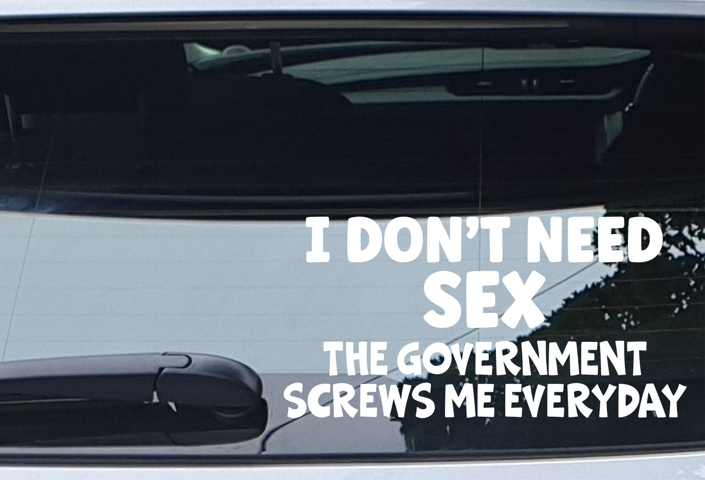 Car Sticker I Don't Need Sex The Government Screws Me Everyday Funny Novelty Van Nice Cute Window Bumper Boot Door Decal