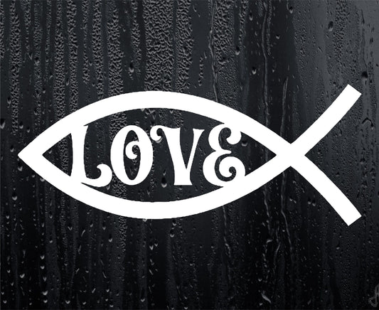 Car Sticker Jesus Christian Love Fish Novelty Religious Van Cute Window Bumper Boot Door Decal