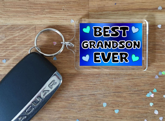 Grandson Keyring Gift - Best Grandson Ever - Cute Fun Novelty Family Present