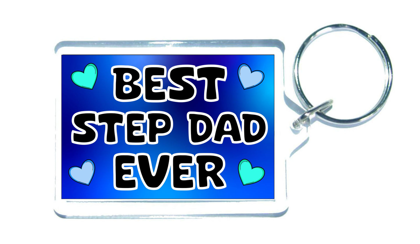 Step Dad Keyring Gift - Best Step Dad Ever - Cute Fun Novelty Family Present