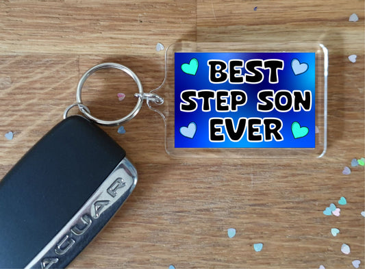 Step Son Keyring Gift - Best Step Son Ever - Cute Fun Novelty Family Present