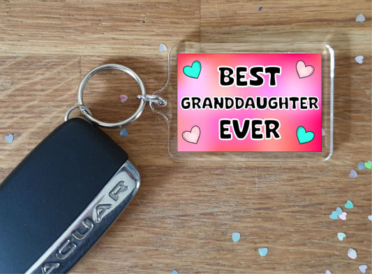 Granddaughter Keyring Gift - Best Granddaughter Ever - Cute Fun Novelty Family Present