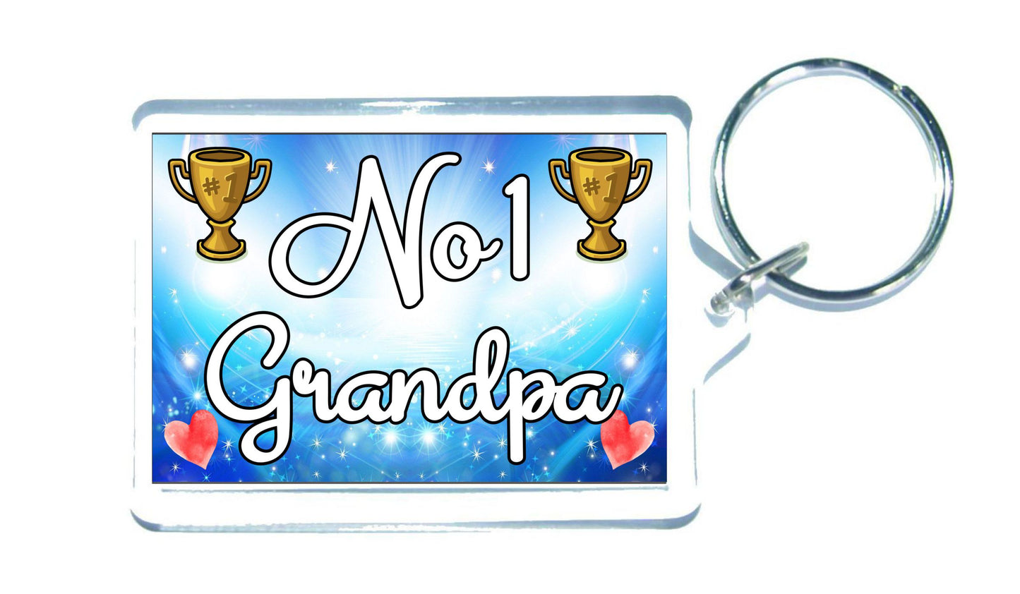 Grandpa Keyring Gift - Number One Grandpa - Cute Fun Novelty Family Present