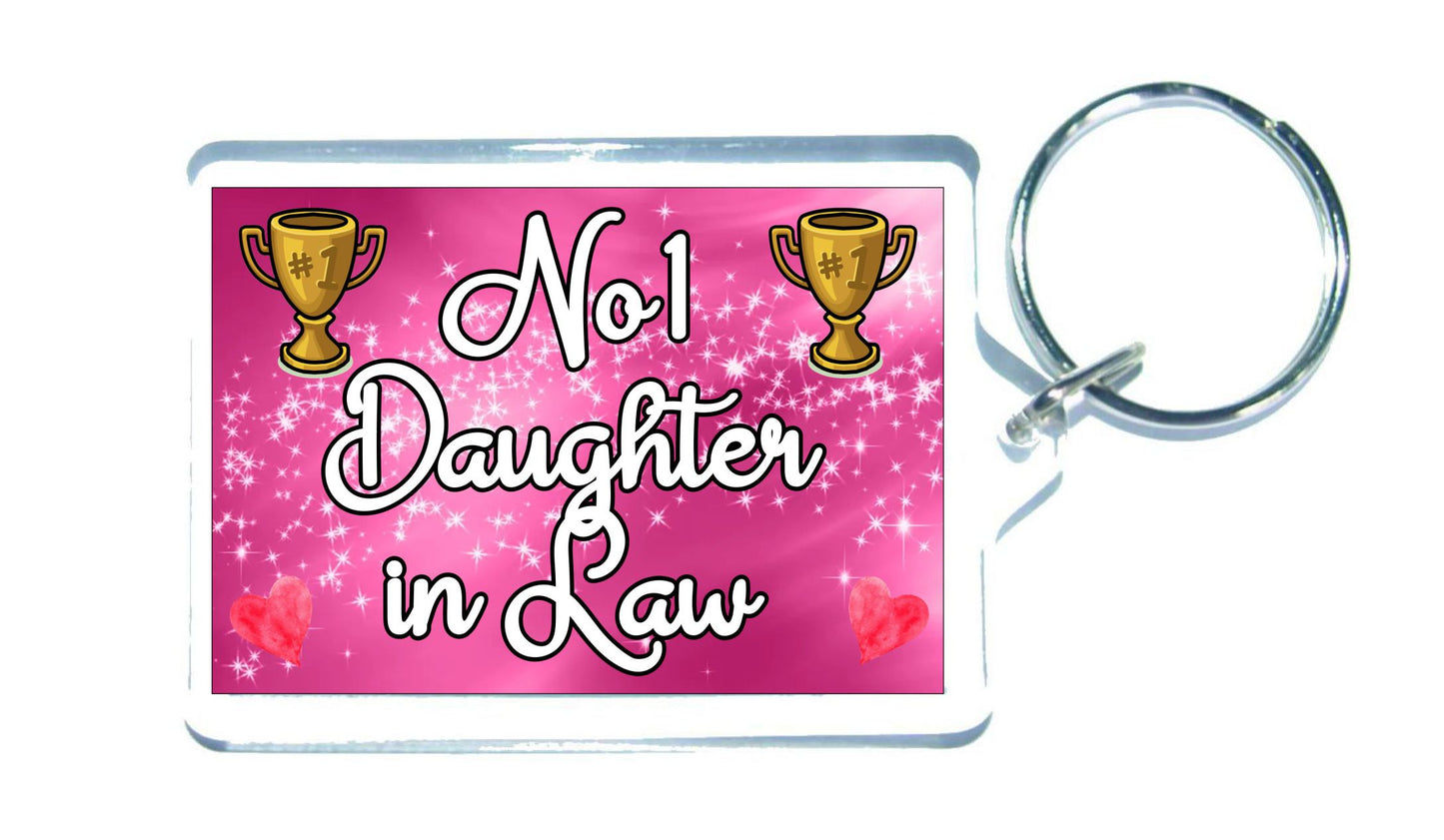 Daughter in Law Keyring Gift - Number One Daughter in Law - Cute Fun Novelty Family Present