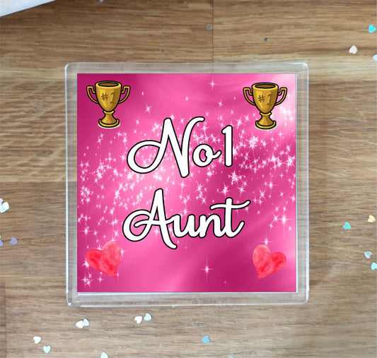 Aunt Coaster Gift - Number One Aunt - Fun Cute Novelty Family Present