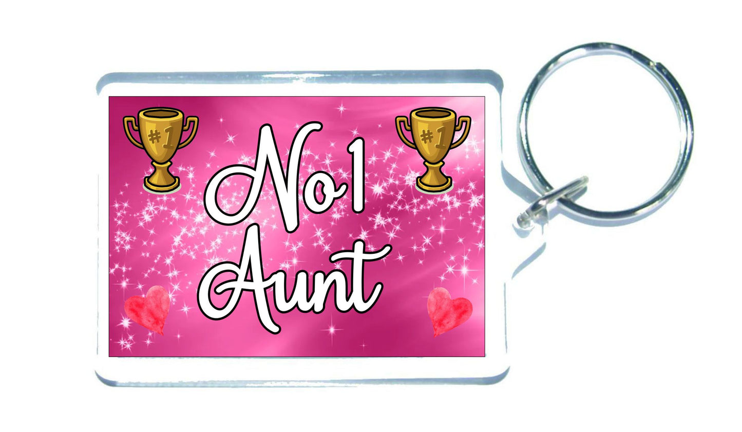 Aunt Keyring Gift - Number One Aunt - Cute Fun Novelty Family Present