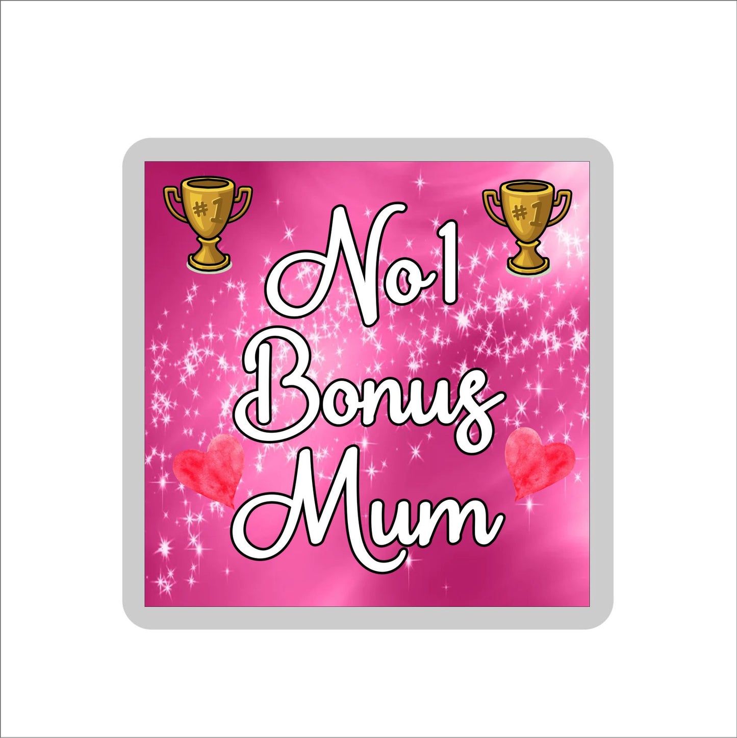 Bonus Mum Coaster Gift - Number One Bonus Mum - Fun Cute Novelty Family Present