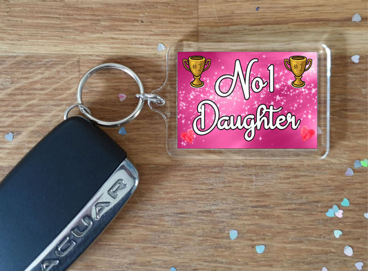 Daughter Keyring Gift - Number One Daughter - Cute Fun Novelty Family Present