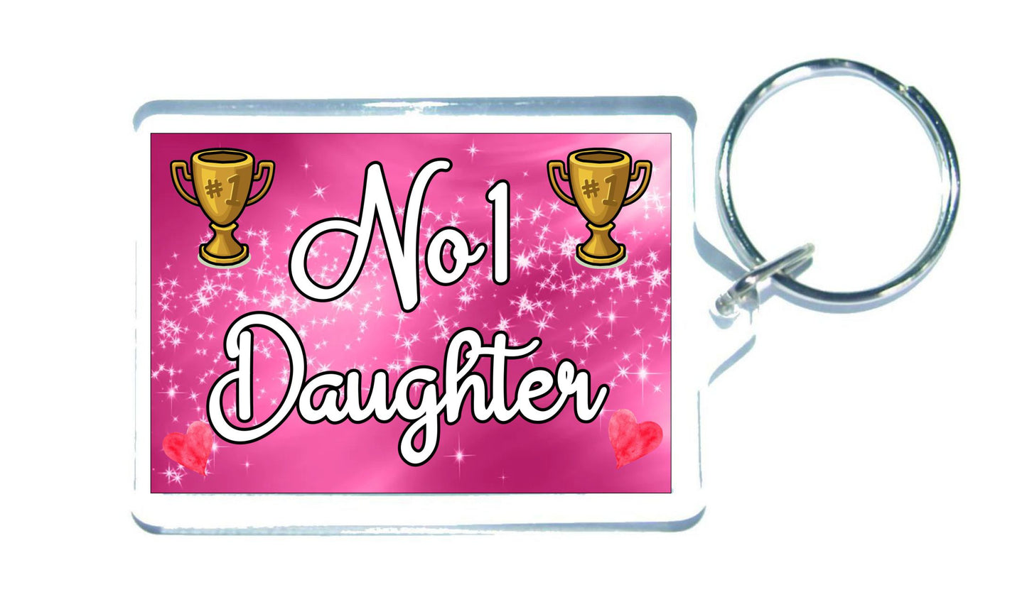 Daughter Keyring Gift - Number One Daughter - Cute Fun Novelty Family Present