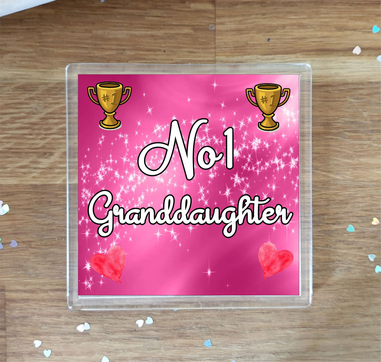 Granddaughter Coaster Gift - Number One Granddaughter - Fun Cute Novelty Family Present