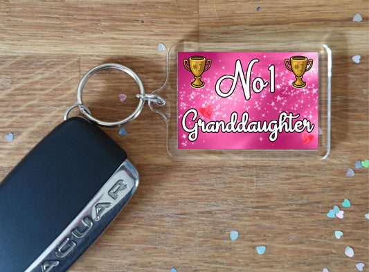 Granddaughter Keyring Gift - Number One Granddaughter - Cute Fun Novelty Family Present