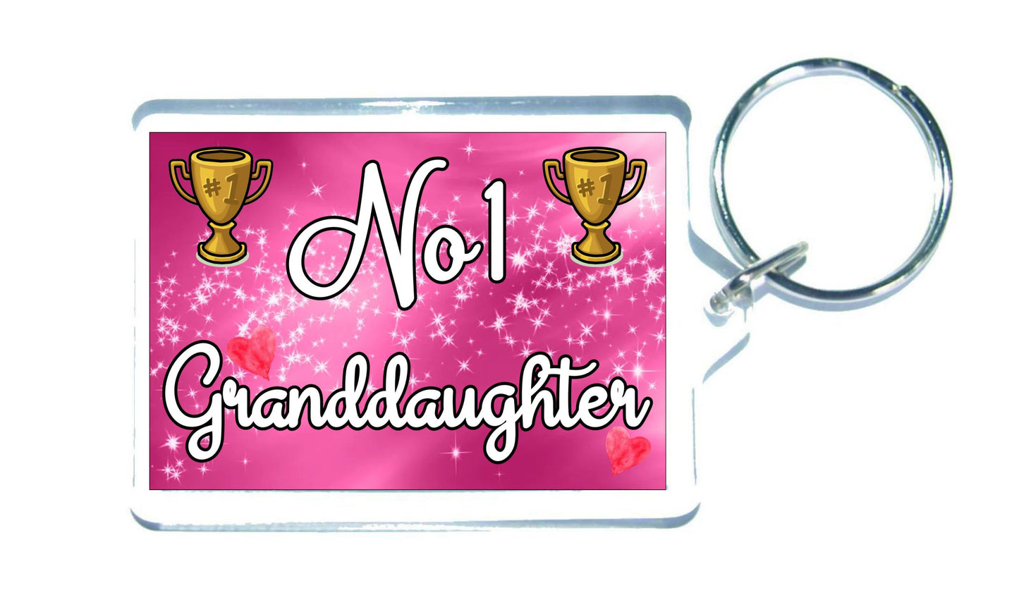 Granddaughter Keyring Gift - Number One Granddaughter - Cute Fun Novelty Family Present