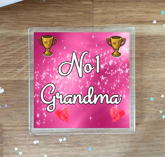 Grandma Coaster Gift - Number One Grandma - Fun Cute Novelty Family Present