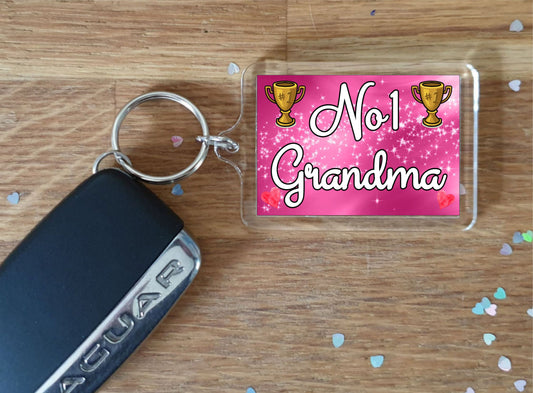 Grandma Keyring Gift - Number One Grandma - Cute Fun Novelty Family Present