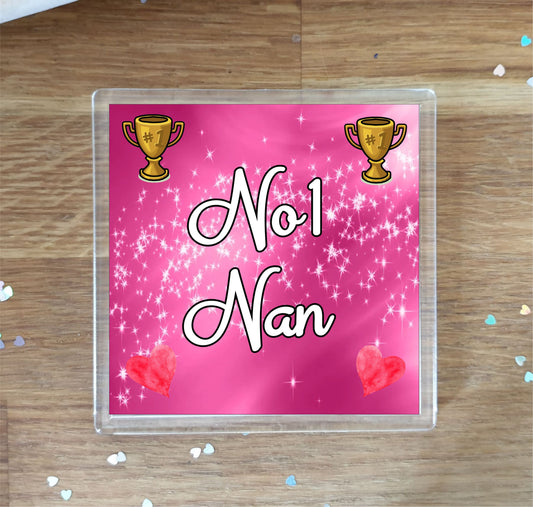 Nan Coaster Gift - Number One Nan - Fun Cute Novelty Family Present