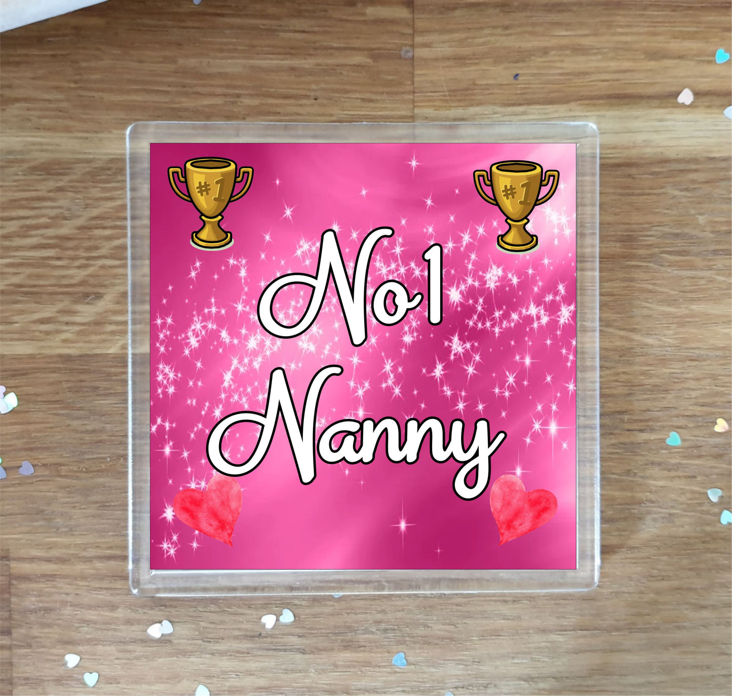 Nanny Coaster Gift - Number One Nanny - Fun Cute Novelty Family Present
