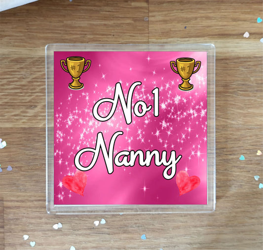 Nanny Coaster Gift - Number One Nanny - Fun Cute Novelty Family Present