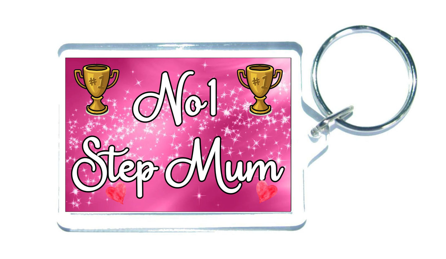 Step Mum Keyring Gift - Number One Step Mum - Cute Fun Novelty Family Present