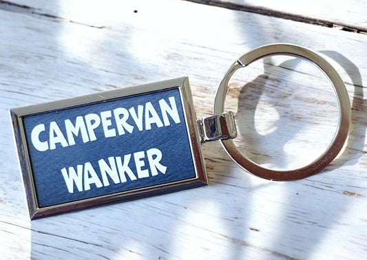 Campervan Keyring Gift - Campervan Wanker - Nice Fun Cute Cheeky Metal Key Chain Novelty Present
