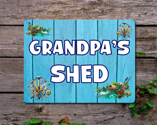 Grandpa Metal Sign Gift - Grandpa's Shed - Cute Fun Novelty Family Aluminium Present
