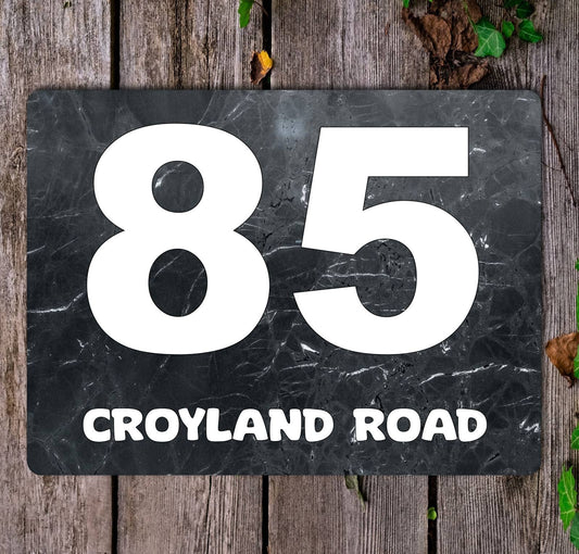 Personalised Address Metal Sign Gift - Any Number and Street Name - Cute Fun Novelty Aluminium Present