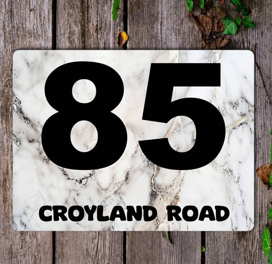 Personalised Address Metal Sign Gift - Any Number and Street Name - Cute Fun Novelty Aluminium Present