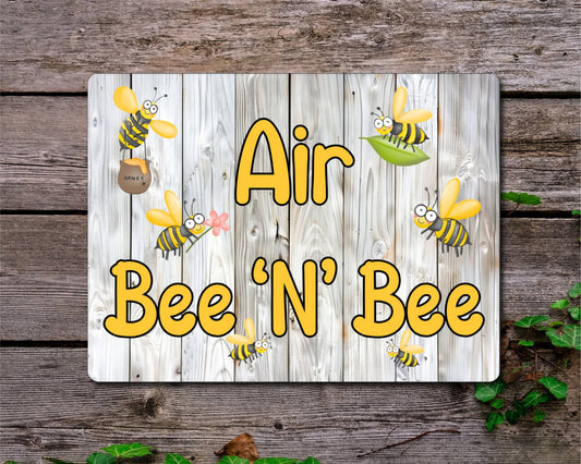 Bee Hive Metal Sign Gift - Air Bee n Bee - Cute Fun Novelty Family Insect Aluminium Animal Present