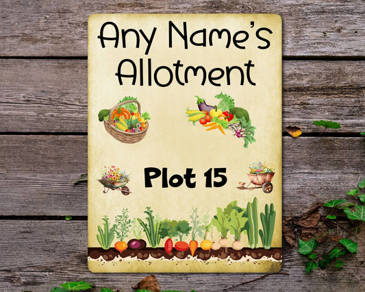 Personalised Garden Metal Sign Gift - Any Name And Plot Number Allotment - Cute Fun Novelty Family Aluminium Present