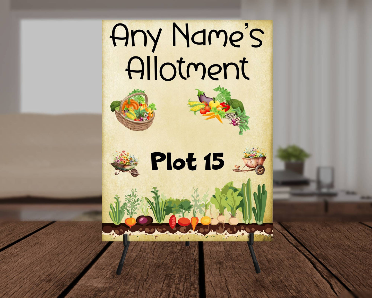 Personalised Garden Metal Sign Gift - Any Name And Plot Number Allotment - Cute Fun Novelty Family Aluminium Present