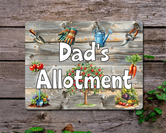 Garden Metal Sign Gift - Dad's Allotment - Cute Fun Novelty Family Aluminium Present