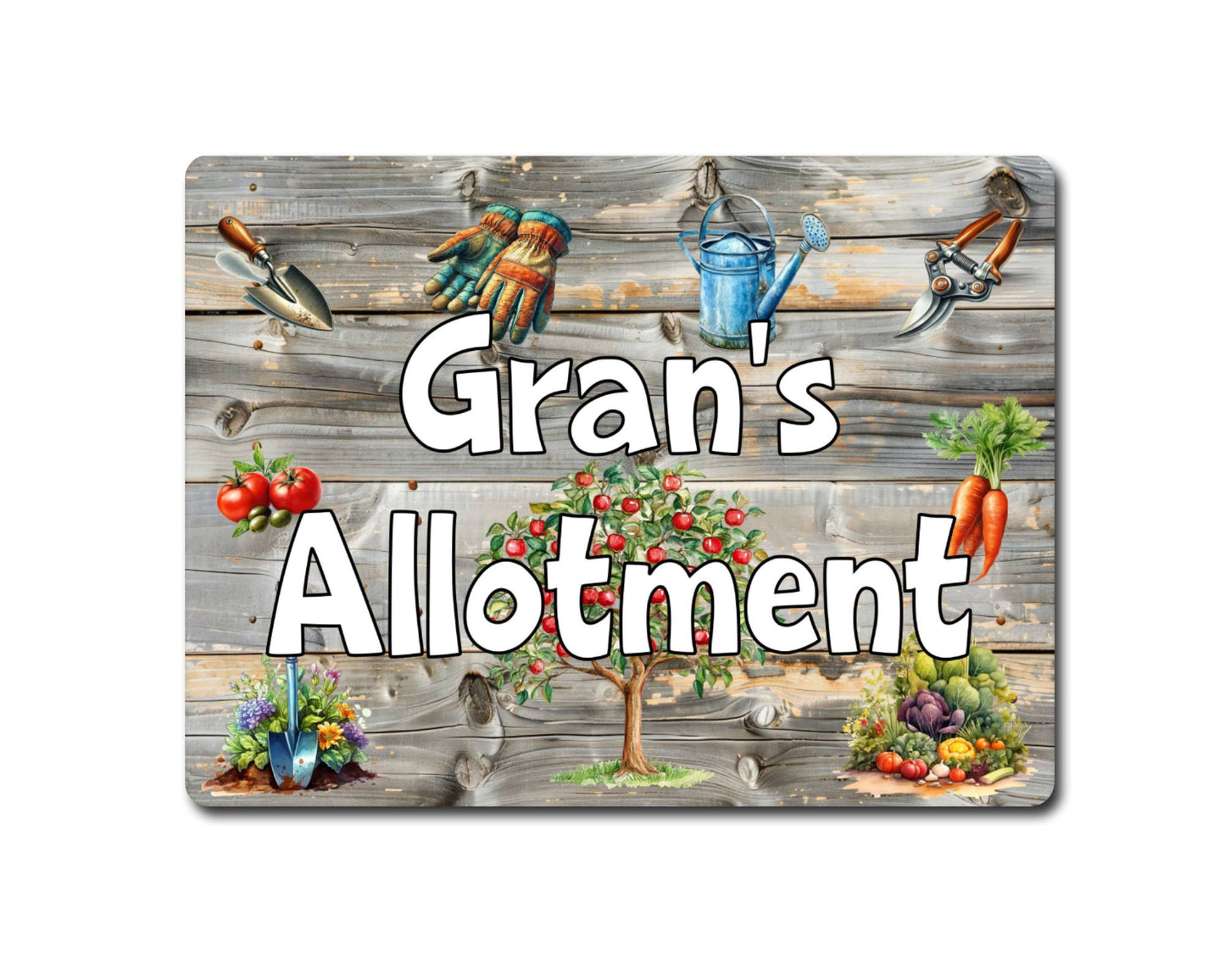 Garden Metal Sign Gift - Gran's Allotment - Cute Fun Novelty Family Aluminium Present