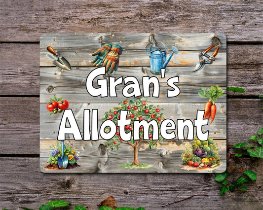 Garden Metal Sign Gift - Gran's Allotment - Cute Fun Novelty Family Aluminium Present