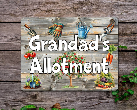 Garden Metal Sign Gift - Grandad's Allotment - Cute Fun Novelty Family Aluminium Present