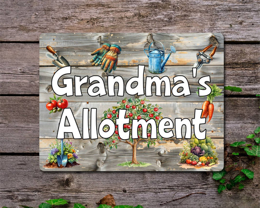 Garden Metal Sign Gift - Grandma's Allotment - Cute Fun Novelty Family Aluminium Present