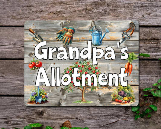Garden Metal Sign Gift - Grandpa's Allotment - Cute Fun Novelty Family Aluminium Present