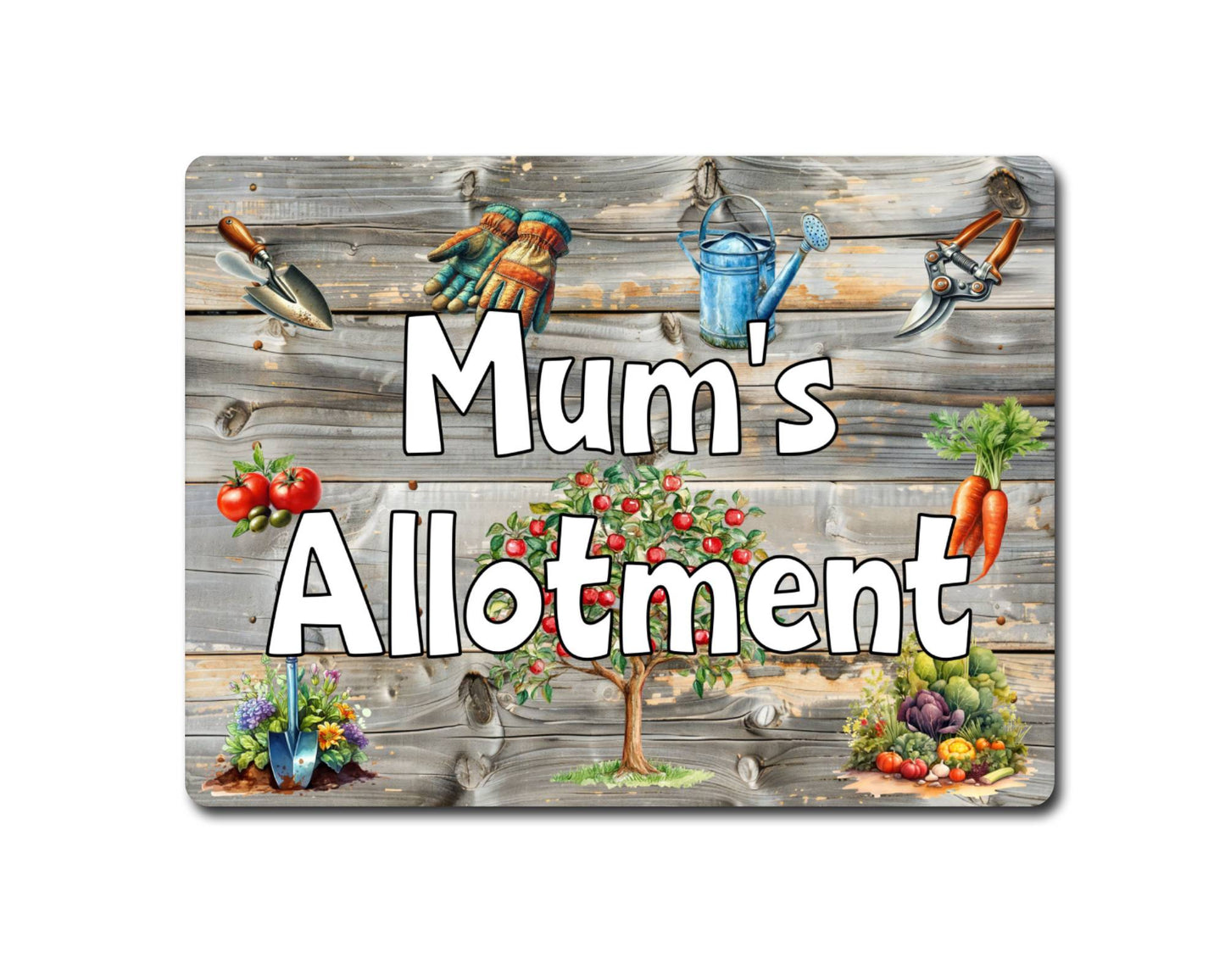 Garden Metal Sign Gift - Mum's Allotment - Cute Fun Novelty Family Aluminium Present