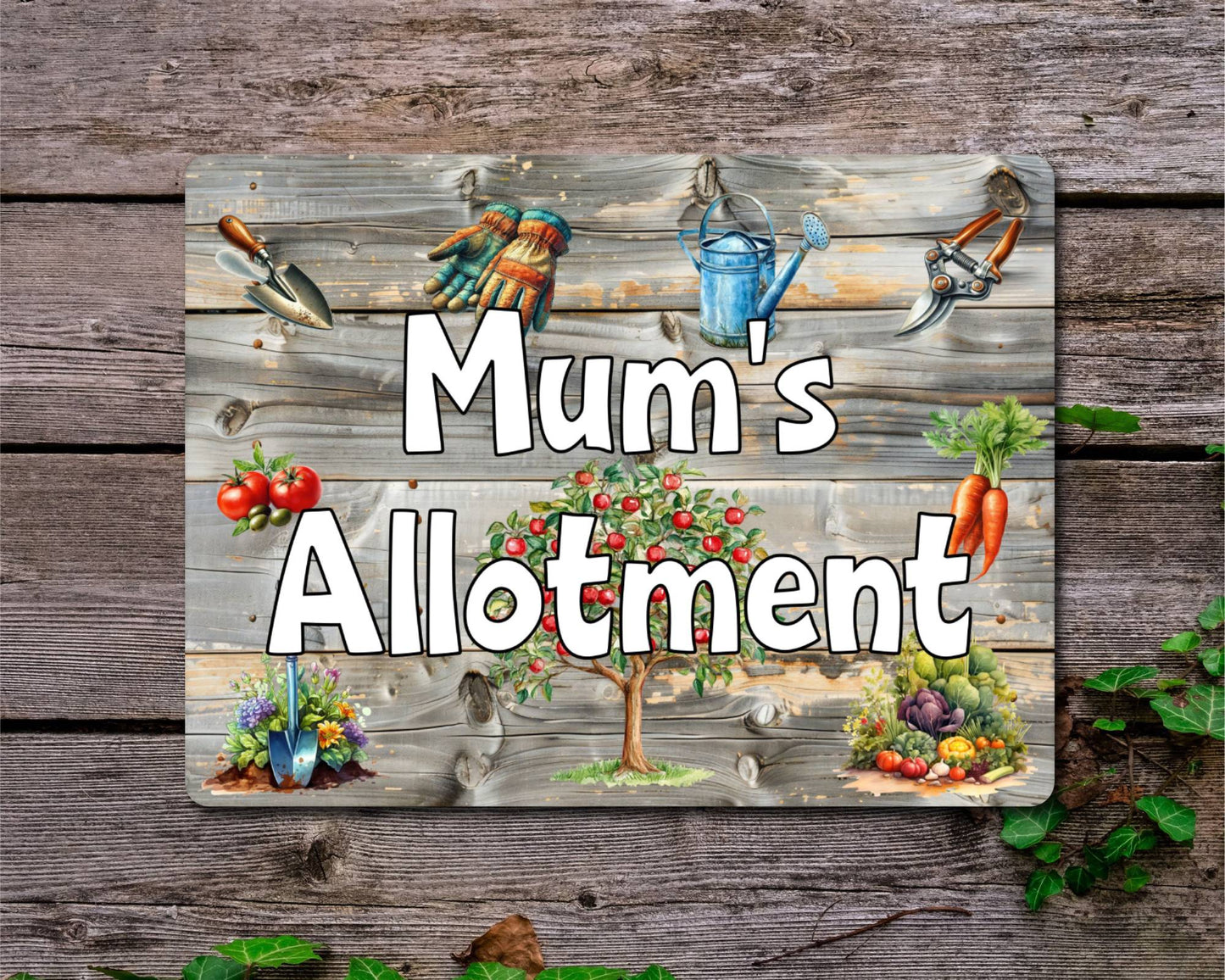 Garden Metal Sign Gift - Mum's Allotment - Cute Fun Novelty Family Aluminium Present