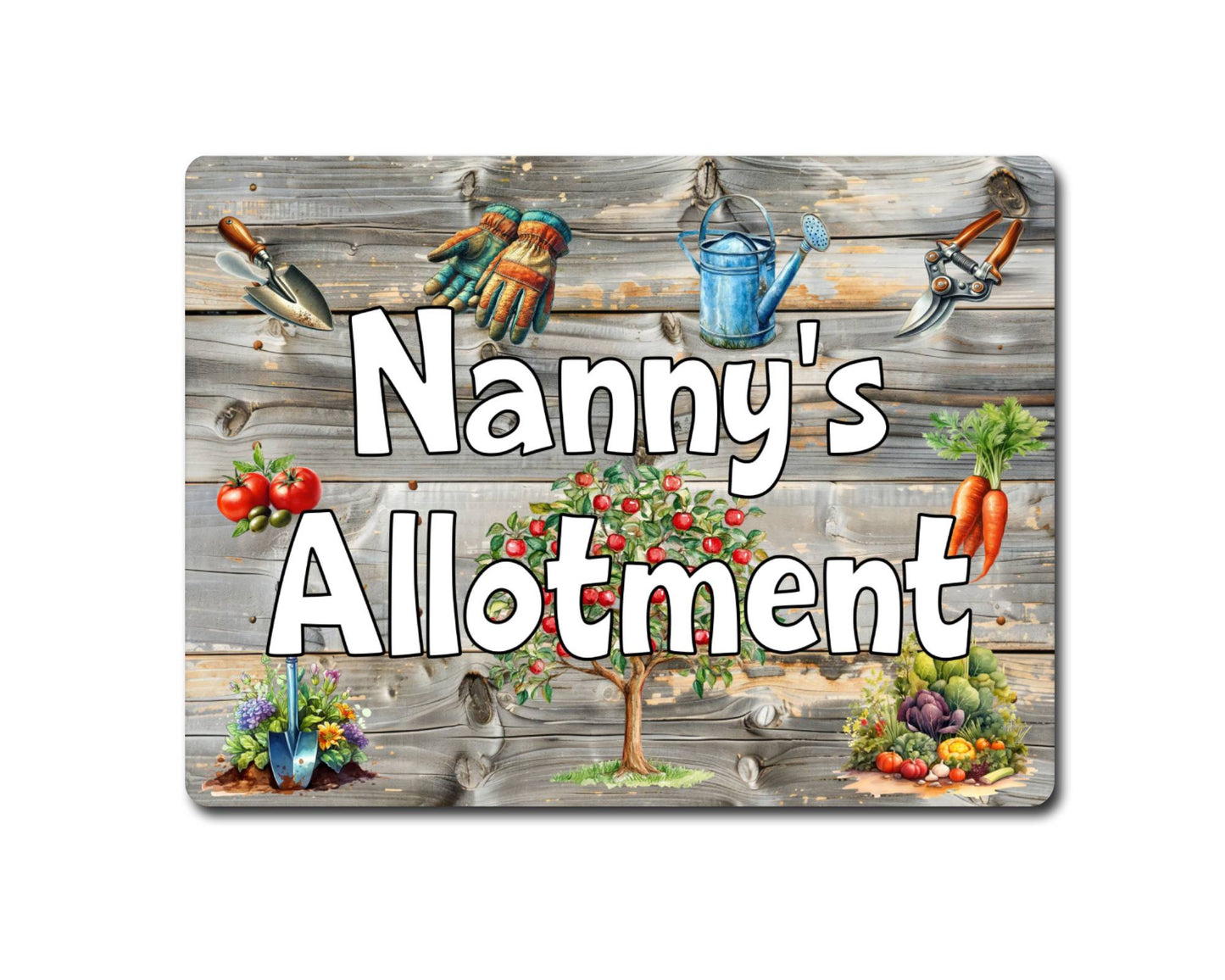 Garden Metal Sign Gift - Nanny's Allotment - Cute Fun Novelty Family Aluminium Present